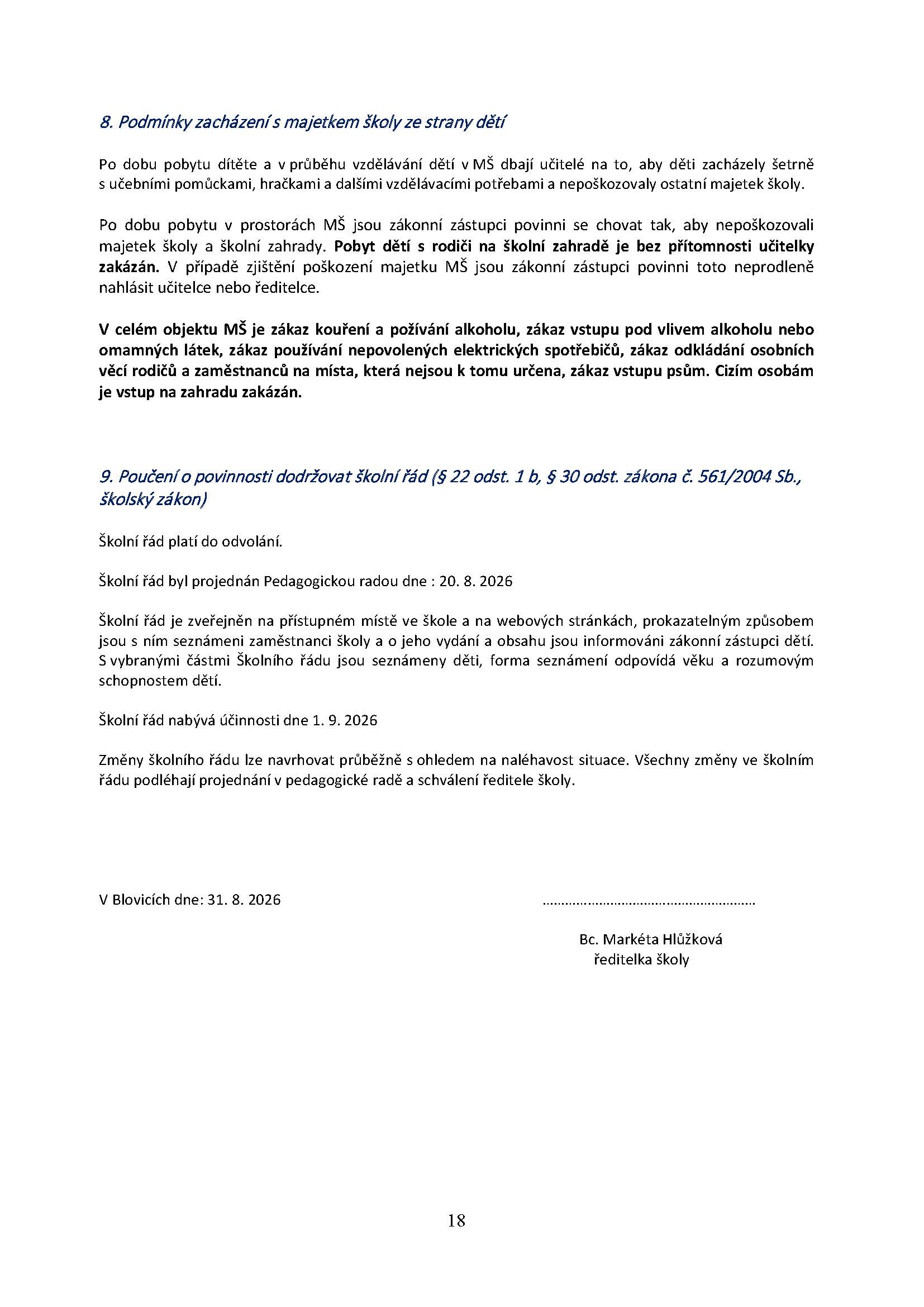 Školní řád 2026-2027